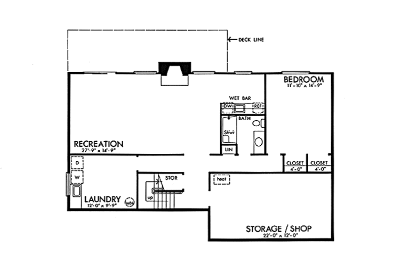 Home Plan - Floor Plan - Lower Floor for Ranch House Plan #320-1346 - 3 bed, 2 bath