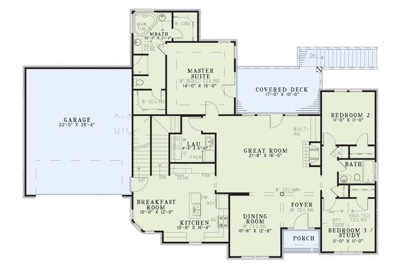Home Plan - Floor Plan - Main Floor for European House Plan #17-220 - 3 bed, 3.5 bath