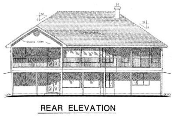 Exterior - Rear Elevation for Ranch House Plan #18-1024 - 2 bed, 2 bath