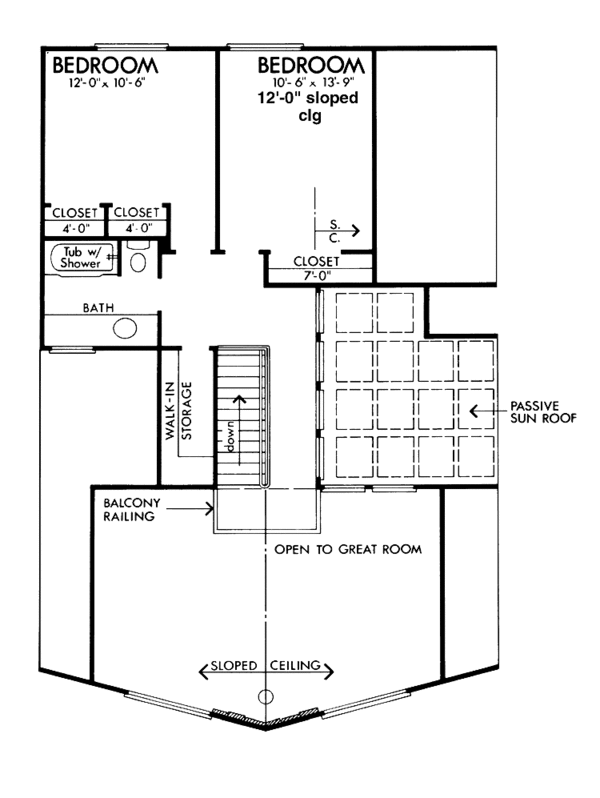 Architectural House Design - Cabin Floor Plan - Upper Floor Plan #320-1015