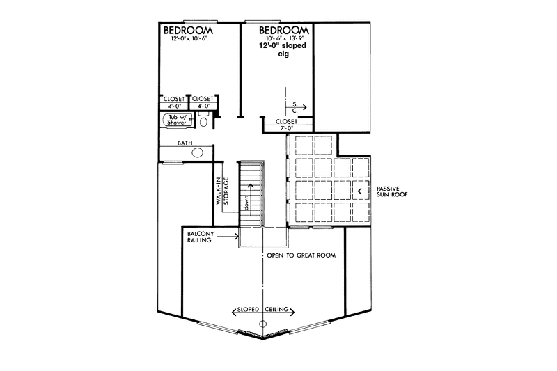 Home Plan - Floor Plan - Upper Floor for Cabin House Plan #320-1015 - 3 bed, 2 bath