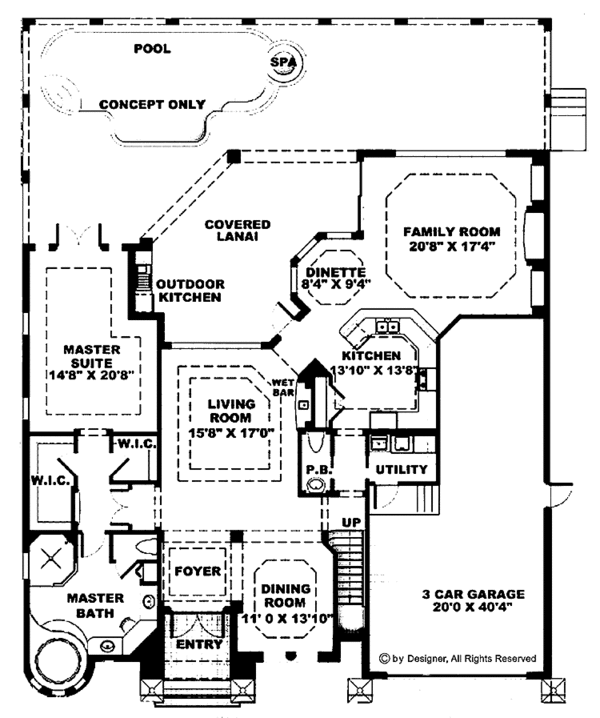 House Plan Design - Mediterranean Floor Plan - Main Floor Plan #1017-32