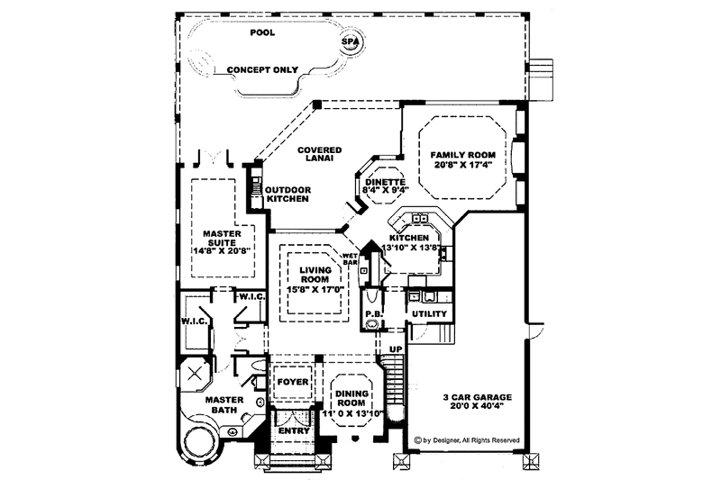 Home Plan - Floor Plan - Main Floor for Mediterranean House Plan #1017-32 - 4 bed, 3.5 bath