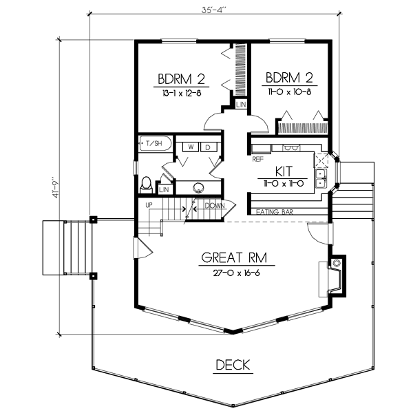 Cabin Floor Plan - Main Floor Plan #100-436