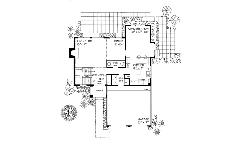 Home Plan - Floor Plan - Main Floor for Mediterranean House Plan #72-993 - 3 bed, 2.5 bath