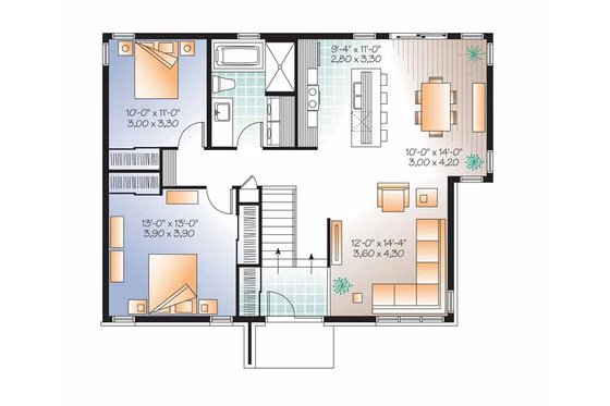 Floor Plan - Main Floor for Contemporary House Plan #23-2523 - 2 bed, 1 bath
