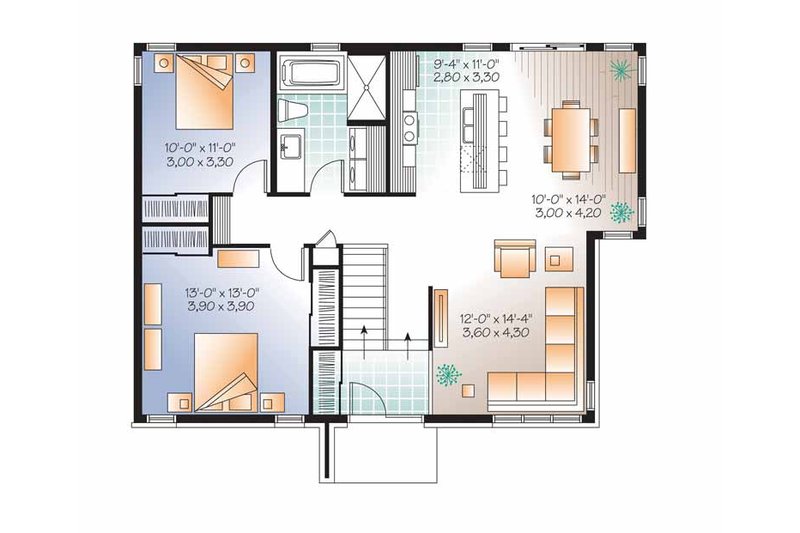 Home Plan - Floor Plan - Main Floor for Contemporary House Plan #23-2523 - 2 bed, 1 bath