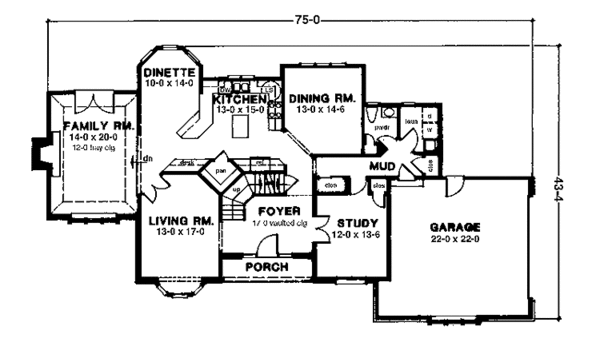 Architectural House Design - Traditional Floor Plan - Main Floor Plan #1001-127