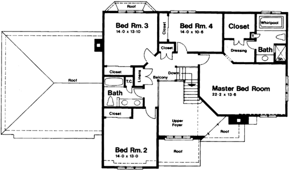 House Design - European Floor Plan - Upper Floor Plan #1001-5