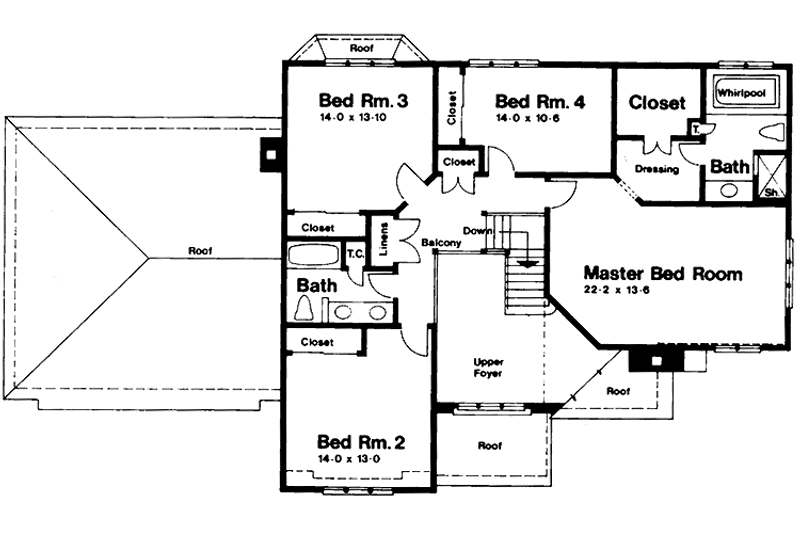 Home Plan - Floor Plan - Upper Floor for European House Plan #1001-5 - 4 bed, 2.5 bath