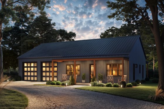 Exterior - Front Elevation 4 for Barndominium House Plan #430-403 - 2 bed, 2 bath