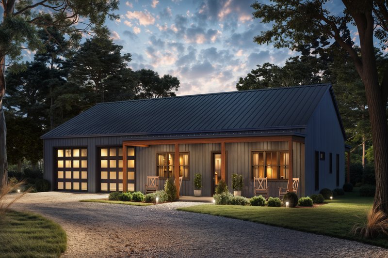 Barndominium Style House Plan - 2 Beds 2 Baths 1260 Sq/Ft Plan #430-403 Exterior