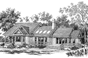 Exterior - Rear Elevation for Ranch House Plan #929-73 - 3 bed, 2 bath