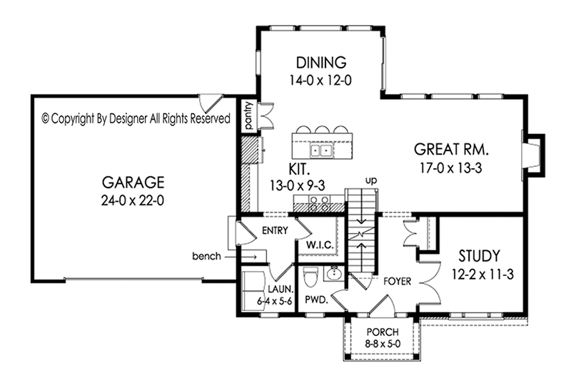 Architectural House Design - Floor Plan - Main Floor for Traditional House Plan #1010-201 - 3 bed, 2.5 bath