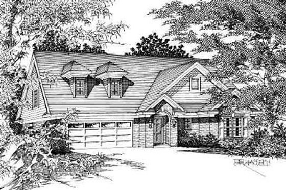 Exterior - Front Elevation for European House Plan #329-214 - 3 bed, 3 bath