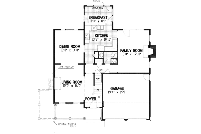 Dream House Plan - Floor Plan - Main Floor for Country House Plan #953-96 - 4 bed, 2.5 bath