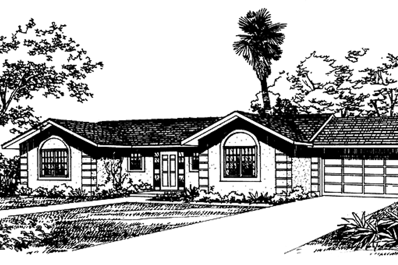 Home Plan - Exterior - Front Elevation 3 for Mediterranean House Plan #72-1033 - 3 bed, 2.5 bath