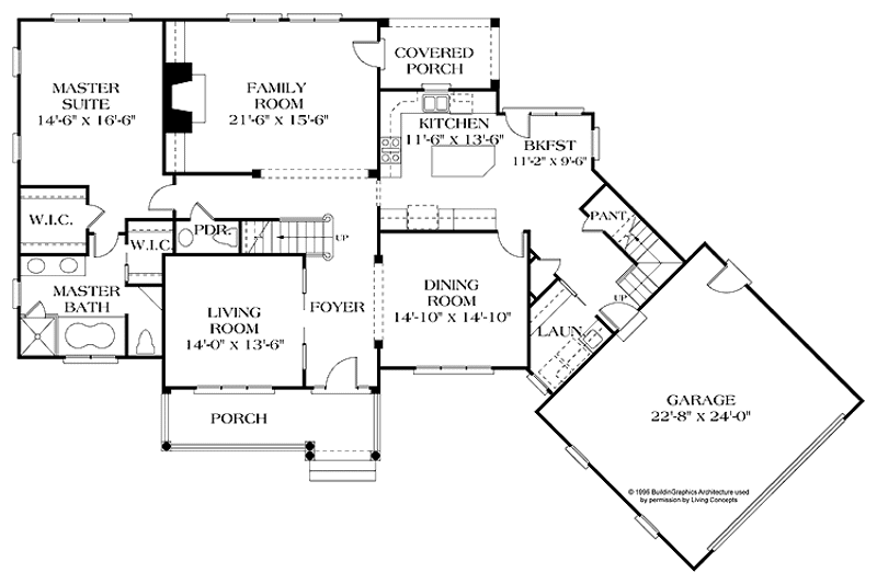 Dream House Plan - Floor Plan - Main Floor for Craftsman House Plan #453-172 - 4 bed, 4.5 bath