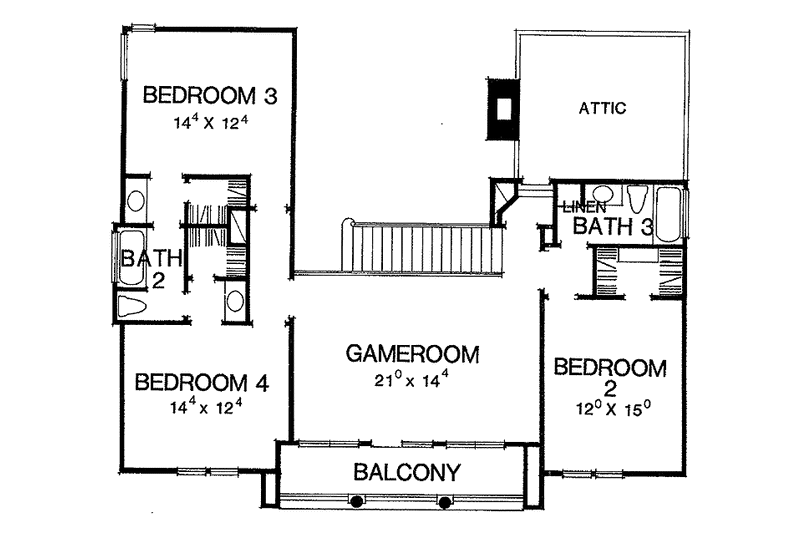 Home Plan - Floor Plan - Upper Floor for Mediterranean House Plan #472-199 - 4 bed, 3.5 bath