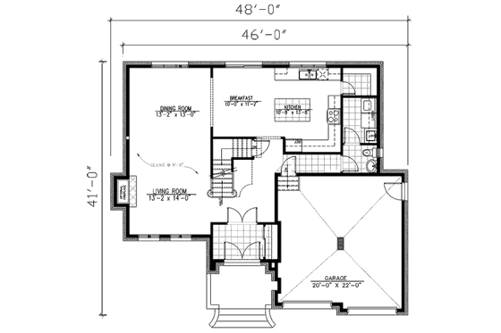 Floor Plan - Main Floor for European House Plan #138-252 - 3 bed, 2.5 bath