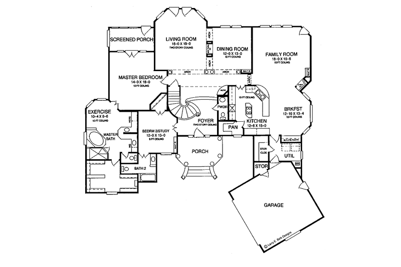 Home Plan - Floor Plan - Main Floor for Mediterranean House Plan #952-80 - 4 bed, 4.5 bath