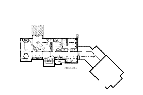 Floor Plan - Lower Floor for Craftsman House Plan #928-227 - 4 bed, 3.5 bath