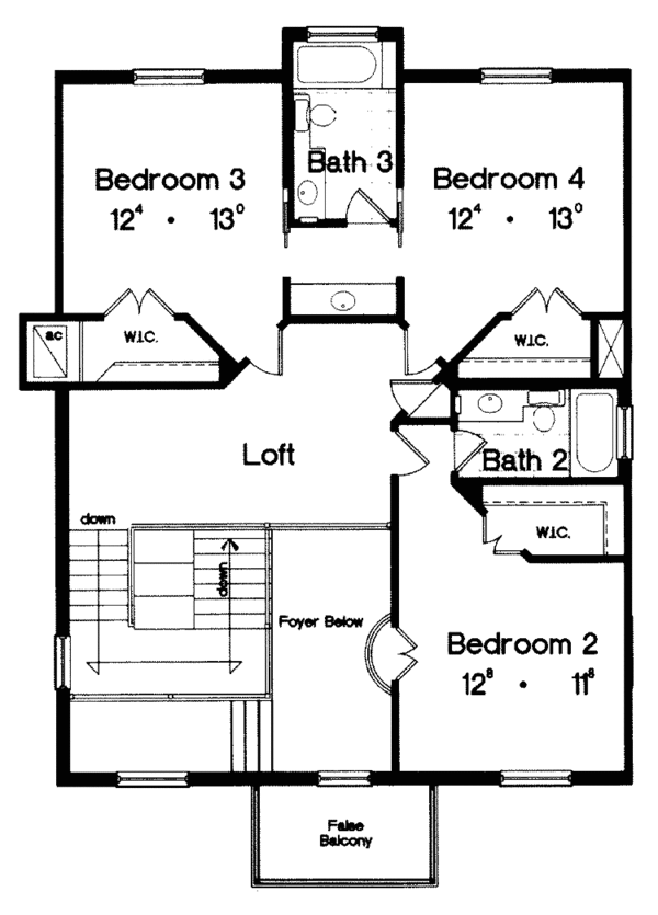 House Blueprint - Country Floor Plan - Upper Floor Plan #417-547