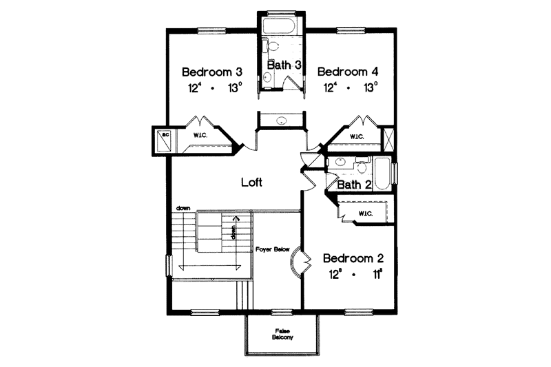 Home Plan - Floor Plan - Upper Floor for Country House Plan #417-547 - 4 bed, 3.5 bath