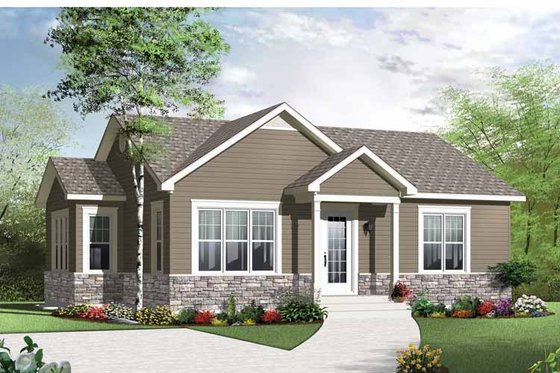 Exterior - Front Elevation 3 for Traditional House Plan #23-2520 - 2 bed, 1 bath