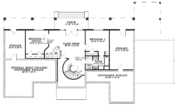 Home Plan - Mediterranean Floor Plan - Lower Floor Plan #17-3075