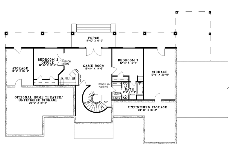 House Design - Floor Plan - Lower Floor for Mediterranean House Plan #17-3075 - 3 bed, 2.5 bath