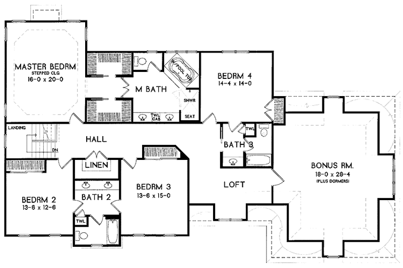 Home Plan - Floor Plan - Upper Floor for Classical House Plan #328-459 - 4 bed, 4 bath
