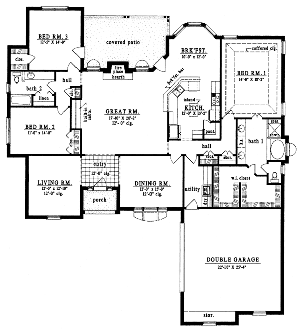 Architectural House Design - Country Floor Plan - Main Floor Plan #42-500