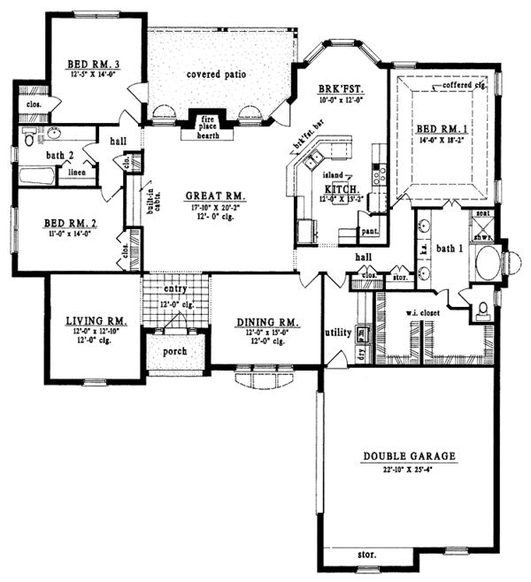 House Blueprint - Country Floor Plan - Main Floor Plan #42-500
