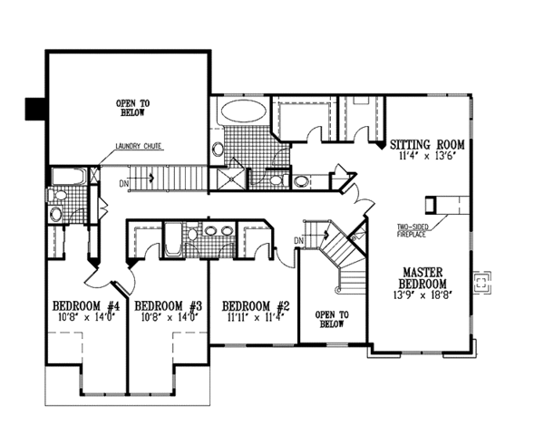 House Blueprint - Country Floor Plan - Upper Floor Plan #953-27