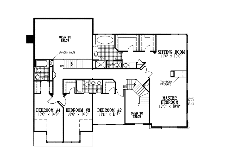 Architectural House Design - Floor Plan - Upper Floor for Country House Plan #953-27 - 4 bed, 3.5 bath