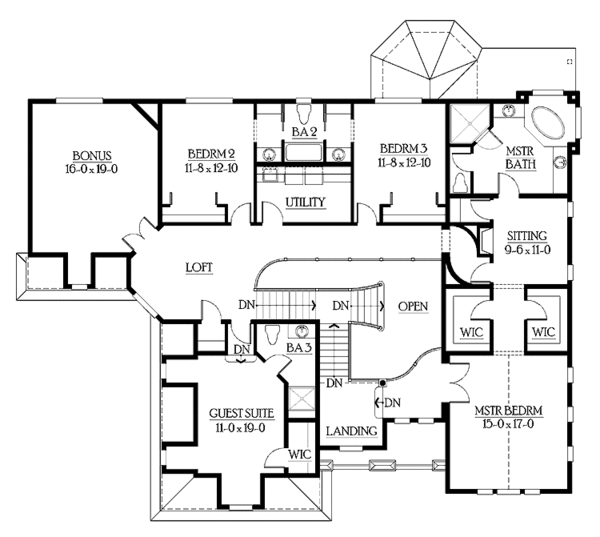 Craftsman Floor Plan - Upper Floor Plan #132-505