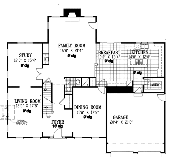 Home Plan - Colonial Floor Plan - Main Floor Plan #953-46