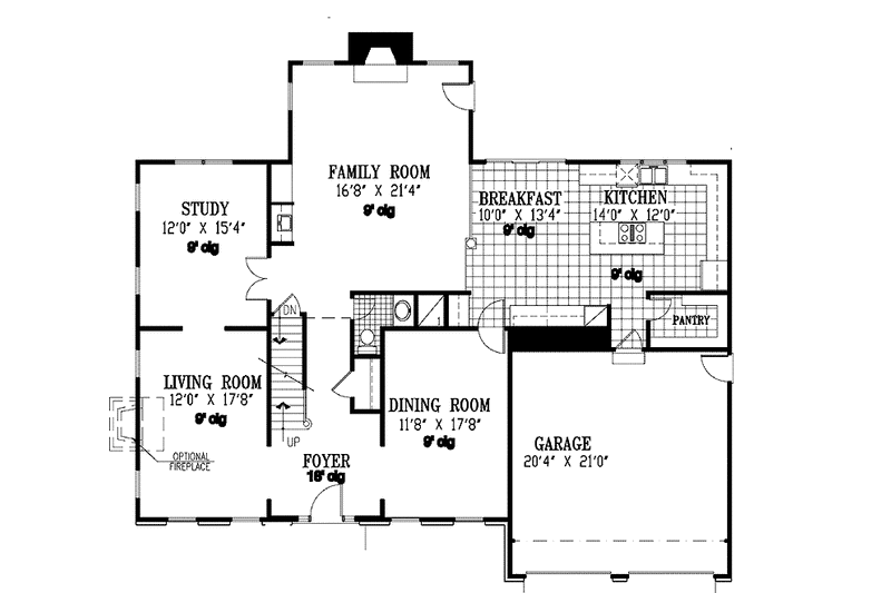 Home Plan - Floor Plan - Main Floor for Colonial House Plan #953-46 - 4 bed, 3.5 bath