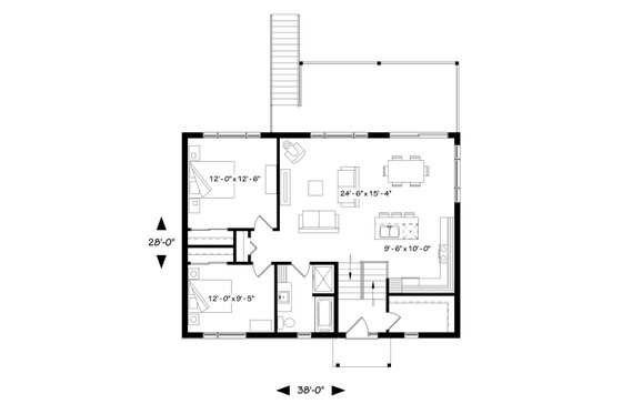 Floor Plan - Main Floor for Modern House Plan #23-2674 - 2 bed, 1 bath