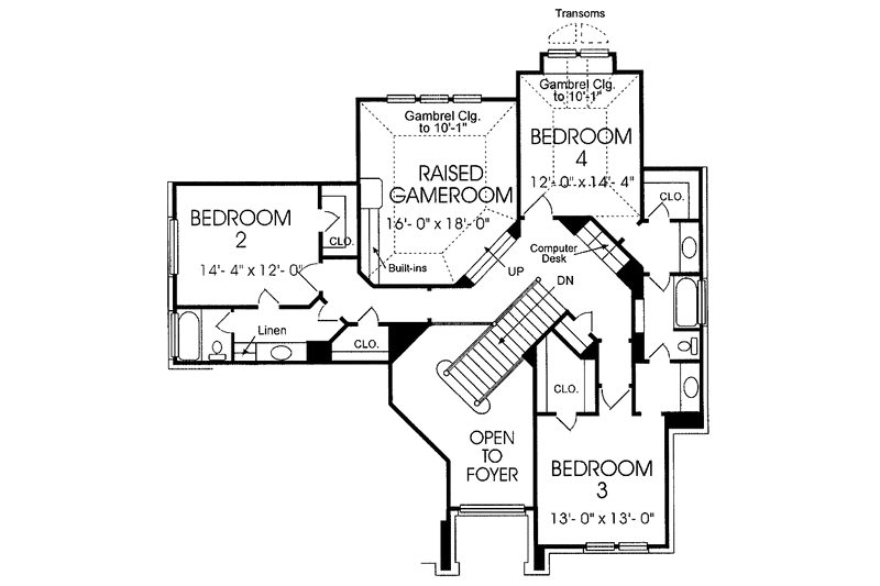 Home Plan - Floor Plan - Upper Floor for Country House Plan #974-55 - 4 bed, 3.5 bath