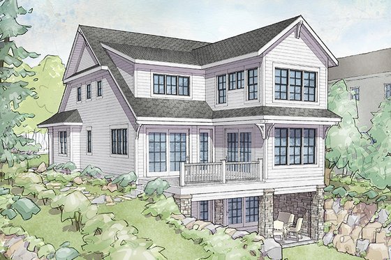Exterior - Rear Elevation for Traditional House Plan #928-286 - 3 bed, 3 bath
