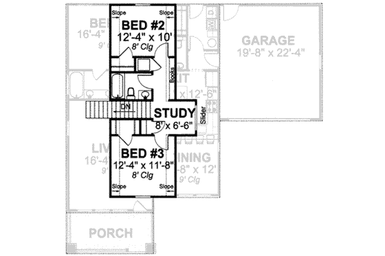 Floor Plan - Upper Floor for Craftsman House Plan #20-1882 - 3 bed, 3 bath