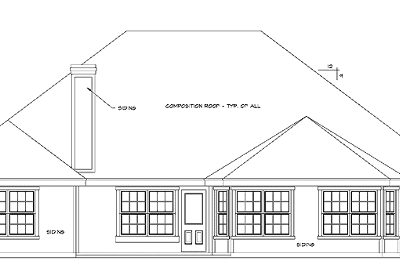 Architectural House Design - Exterior - Rear Elevation for Ranch House Plan #472-219 - 4 bed, 2 bath