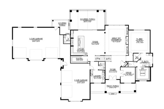 Floor Plan - Main Floor for Farmhouse House Plan #1064-99 - 5 bed, 4.5 bath