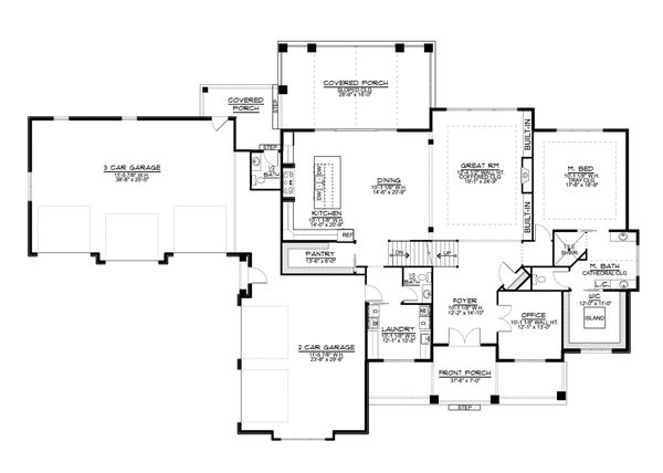 Dream House Plan - Farmhouse Floor Plan - Main Floor Plan #1064-99