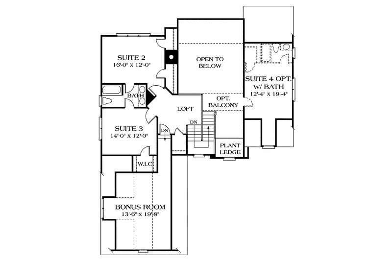 House Blueprint - Floor Plan - Upper Floor for Country House Plan #453-105 - 3 bed, 2.5 bath