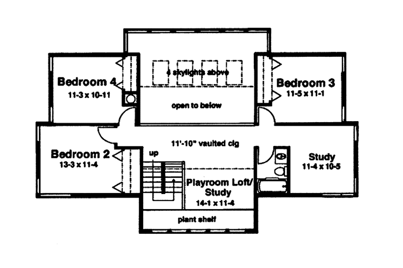 House Blueprint - Floor Plan - Upper Floor for Craftsman House Plan #965-5 - 4 bed, 2.5 bath
