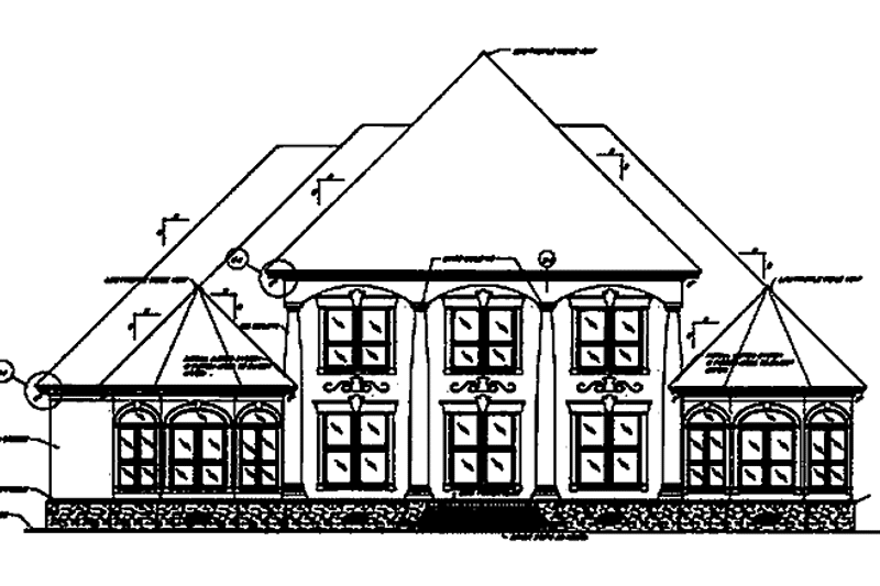 House Blueprint - Exterior - Rear Elevation for Classical House Plan #37-259 - 4 bed, 3.5 bath