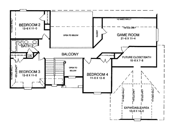Dream House Plan - Traditional Floor Plan - Upper Floor Plan #952-87